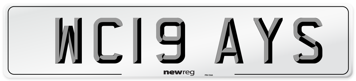 WC19 AYS Number Plate from New Reg